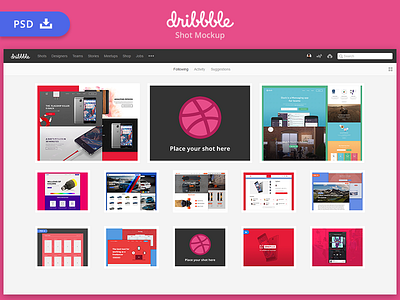 Dribbble Mockup- Free PSD download download dribbble free free psd freebie mockup psd shot template website