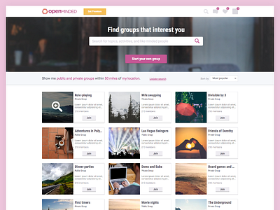 Search for common interest group meetup search ui ux