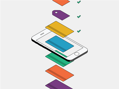 Savings on top of savings coupons gift cards isometric phone