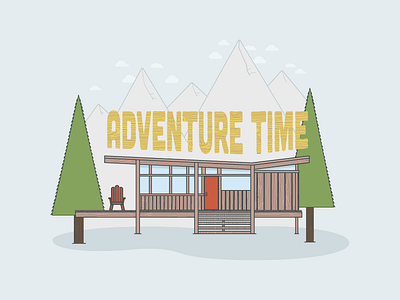 Adventure Time Cabin adventure adventure time cabin flat flat illustration landscape muted color nature typography