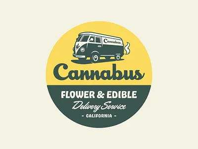 Cannabus Badge - Light badge branding bus cannabis design identity illustration logo marijuana rinker van weed