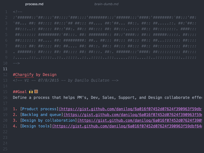 Chargify Design Process .md atom.io chargify code design design led gif markdown process