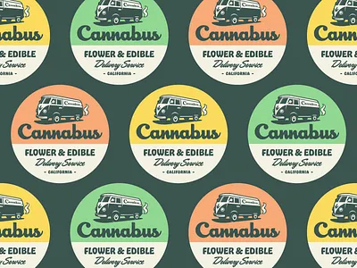 Cannabus Badge - Dark badge branding bus cannabis design identity illustration logo marijuana rinker van weed