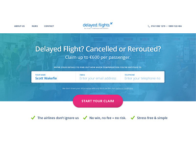 Flight Delays Hero club studio contact enquiry form form get in touch hero homepage ui ux