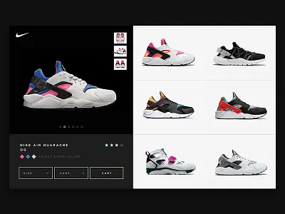 Nike Huarache design illustration interface nike sneakers ui web