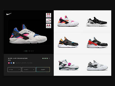 Nike Huarache design illustration interface nike sneakers ui web