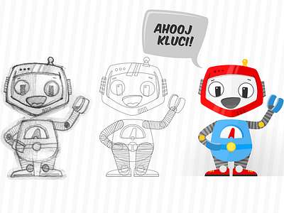 Robot Mascot avatar blue chat illustration mascot person red robot sketch