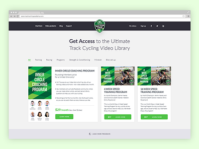 TrackCycling Program Cards ard filter filtering interface library pricing sports ui user ux