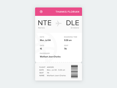 Hello Dribbble boarding pass dribbble hello invitation invite new thanks