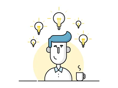 Rules for Ideation - Quantity over quality coffee idea light bulb mug person