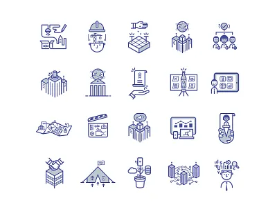 Business and the globalized world architecture degrees engineering icons ie illustration law line marketing ngo psychology university