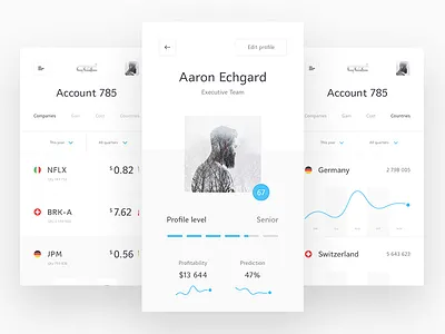 QED - mobile app design app dashboard finance graph mfi mobile profile user