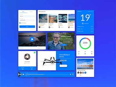 Blueto UIkit :) flat light mobile music photo player style ui uikit video weather web