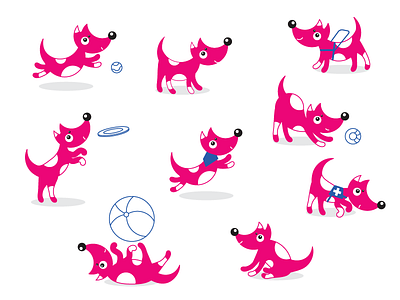 Set of dogs agility animal ball dog dogs jump play tail