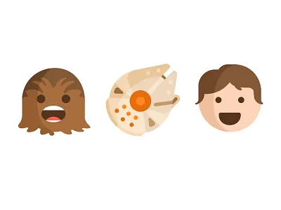 Star Wars Emoji c3po chubaka darthvader hansolo millennium falcon r2d2 ship space star starwars stormtrooper wars wooki