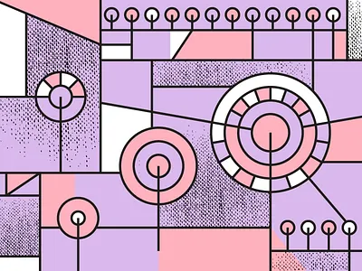 Field of Trees art field flower geometry illustration outdoors purple rough texture tree vector wildnerness