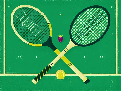 The Championships ball court flat graphic grass illustration play racket strawberry tennis vector wimbledon