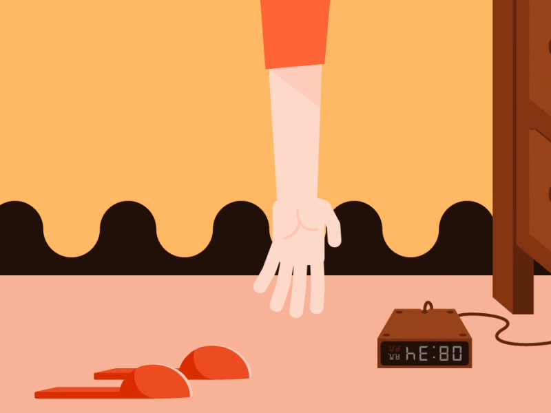 Mornings be like... 2d animation bed clock design flat hand illustration morning motion