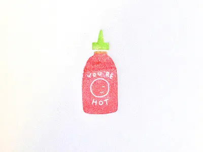 You're Hot Sauce card character design happy icon illustration letterpress print simley sriracha