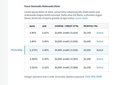 Table apr clean design lend lendinghome mortgage rate rates refi table ui