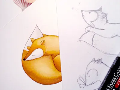 Fox Watercolor Work In Progress clipart fox illustration watercolor woodland