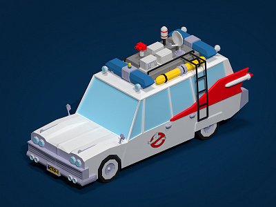 Who you gonna call? 3d blender car cartoon ghost ghostbusters poly