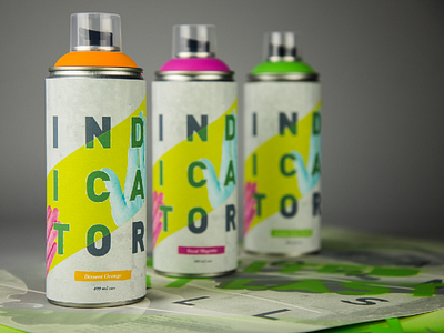 INDICATOR halftone package design spray paint typography