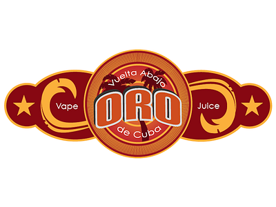 ORO - Vape Juice cuba juice label maroon orange vape