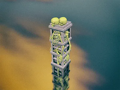 Trapped 2.0 3d abstract art color digital everydays freedom skeleton