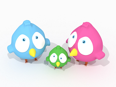 Three little birds 3d birds blender illustration low poly poly