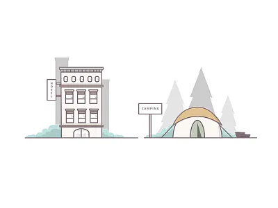 Hotel and camping illustration building camping hotel icon illustration scout tent travel traveler