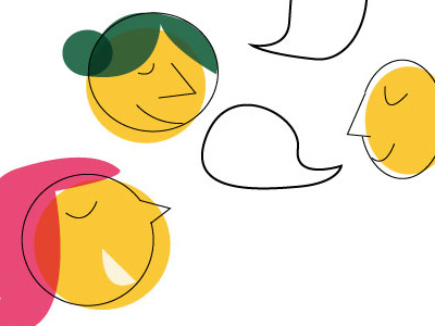 Part of illustration for Bristol series chat faces illustrator vintage