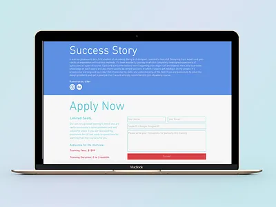 Design of Success Story & Apply Now course design india learn mentor personal professional training ux xacademy