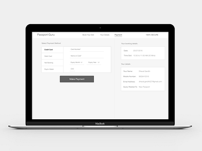 Wireframe of Payment Options (Passport Guru) agent expert help india issue onlinepayment screen passport passport guru payment ux wireframe