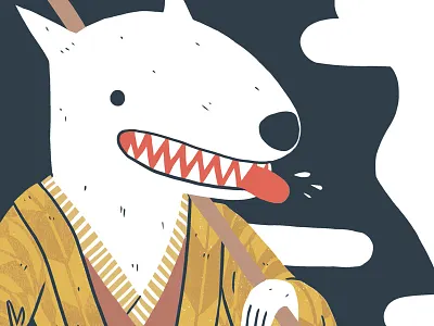 dog man adventure bold dog fantasy illustration japanese manga studio yellow