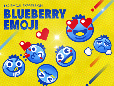 Blueberry Emoji illustration，emoji