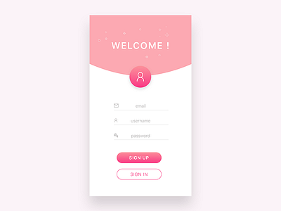 Sign up - Daily UI #01 001 app daily ui first shot ios iphone pink sign in sign up welcome