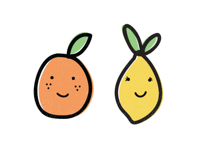 Orange & Lemon head character design digital drawing food fruit hand illustration illustrator lemon pattern vector