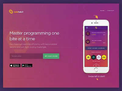 Code Hab Landing Page app code color iphone landing logo page responsive ui