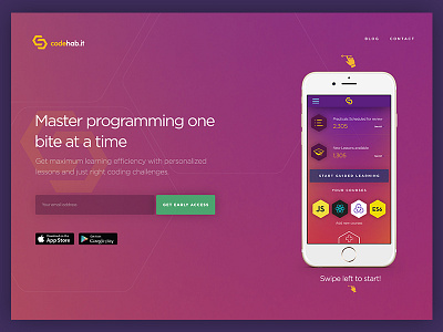 Code Hab Landing Page app code color iphone landing logo page responsive ui