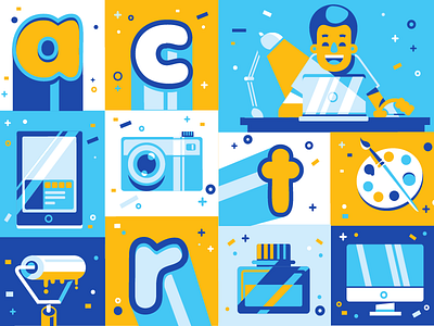 Draw and tech app color design flat icon ipad pc vector