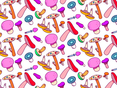 Mushroon pattern background colorful illustration mushroon nature pattern seamless vector