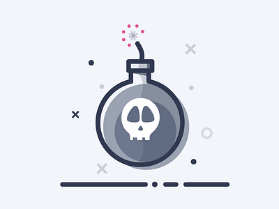 Bob Bomb boarding bomb icon illustration line on skull ui