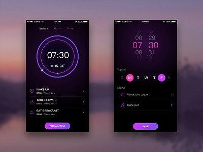 Daily # Reminder app app clock color daily design neon reminder ui ux