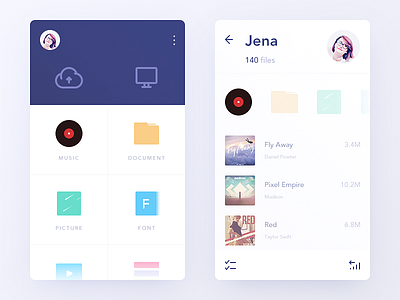 Yunfile app clean color daily ui file simple ui upload ux yun