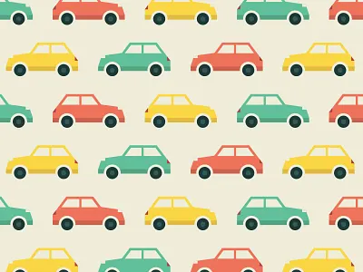 Car Pattern cars creative design green icons illustration pattern red repeat vector vehicle yellow