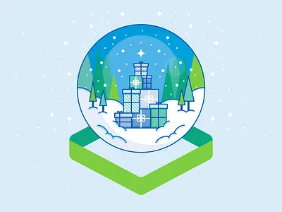 Snow Globe Logo Illo christmas flat gift illo illustration logo present snow snow globe tree vector