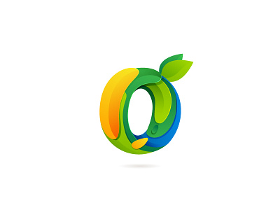 Splash O blue dew eco ecology green leaf leaves letter logo mark o