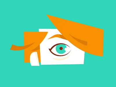 Abstract Face abstract eye face flat girl illustration orange person teal