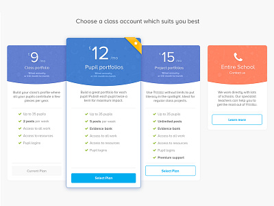 Pricing Page card design flat material minimal page plan plans price pricing table ui